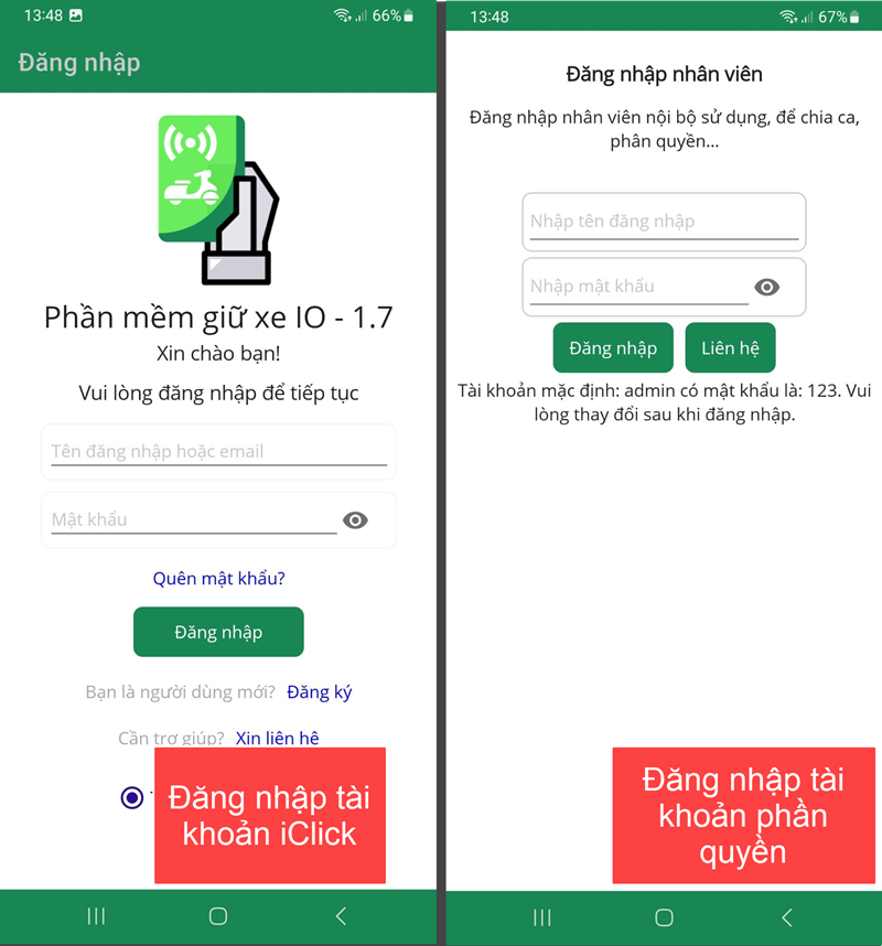 Phân quyền phần mềm giữ xe IO