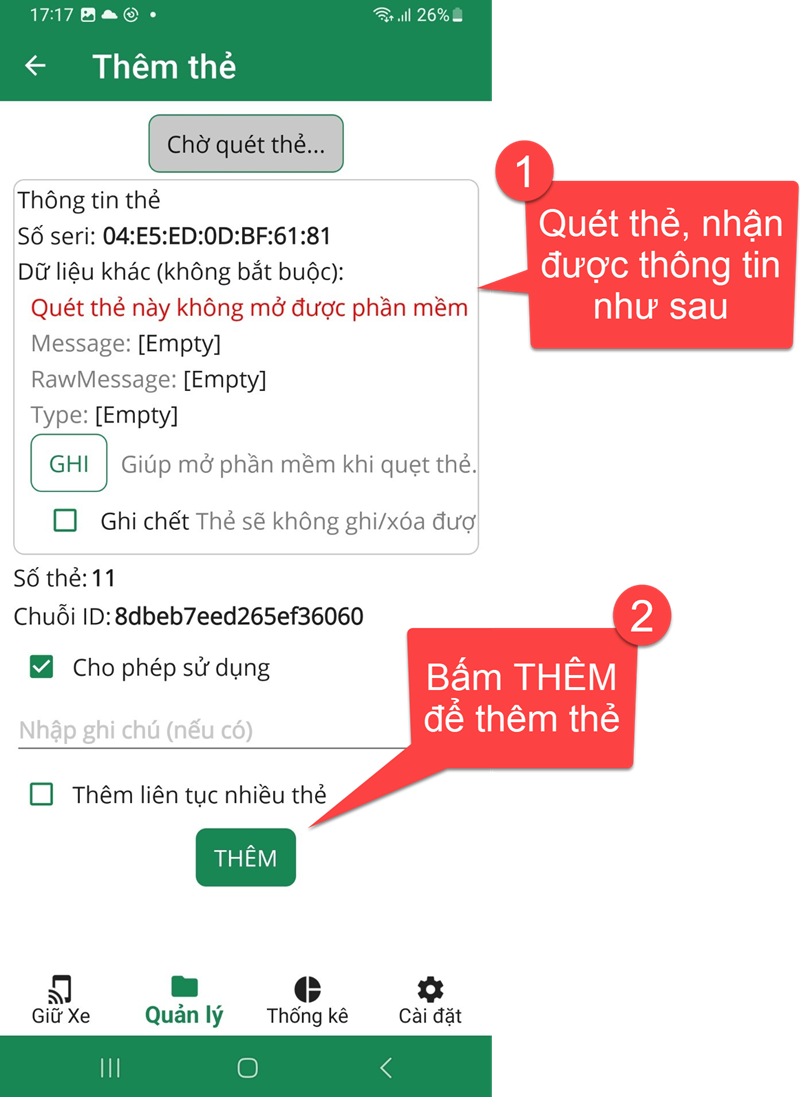 Ứng dụng quản lý giữ xe thông minh IO với thẻ NFC