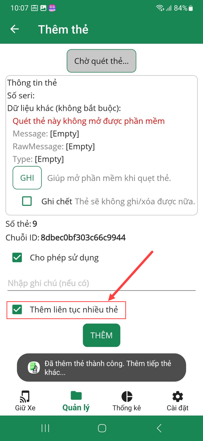Ứng dụng quản lý giữ xe thông minh IO với thẻ NFC