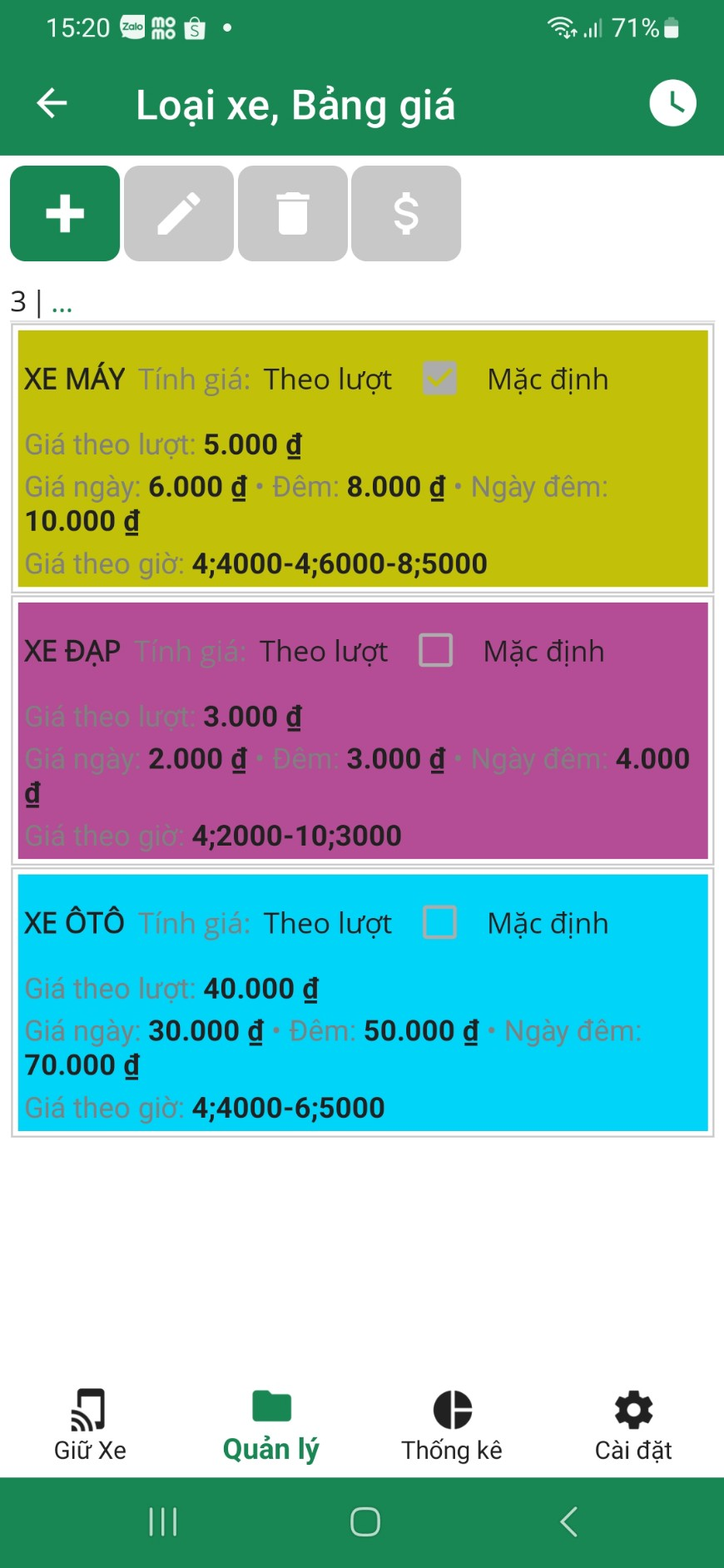 Cách tính tiền phần mềm giữ xe IO
